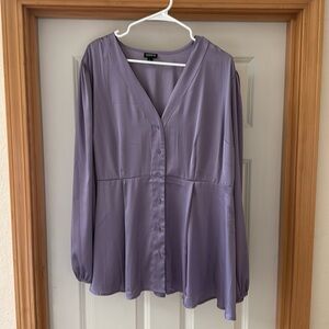 Torrid Satin Button Down Blouse in Lilac